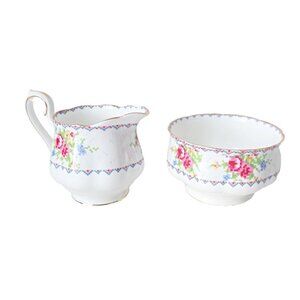 Vintage Royal Albert Cream and Sugar Petit Point Tea Party Gift Bone China